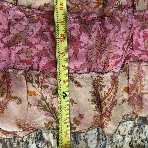 Urban Nomad Vintage Boho Silk Strapless Smocked Bodice Dress Size S-L - Picture 5 of 6